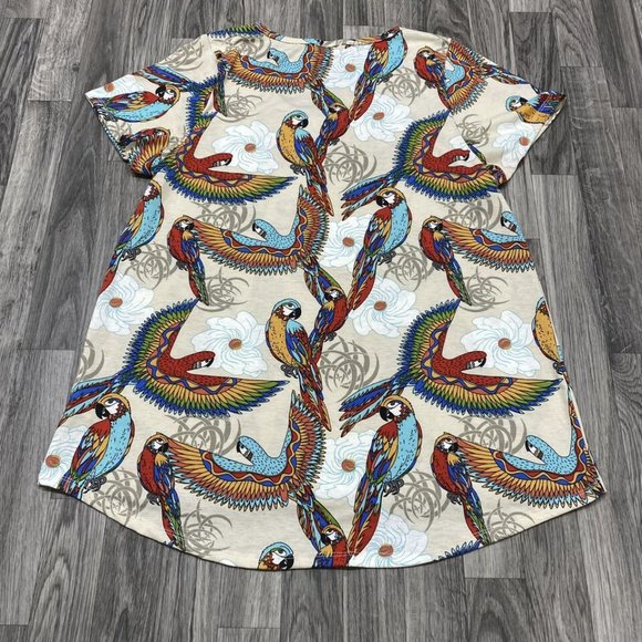 LULAROE Round Neck Short Sleeve White Bird Print T-Shirt Women's Size XL - Picture 4 of 10